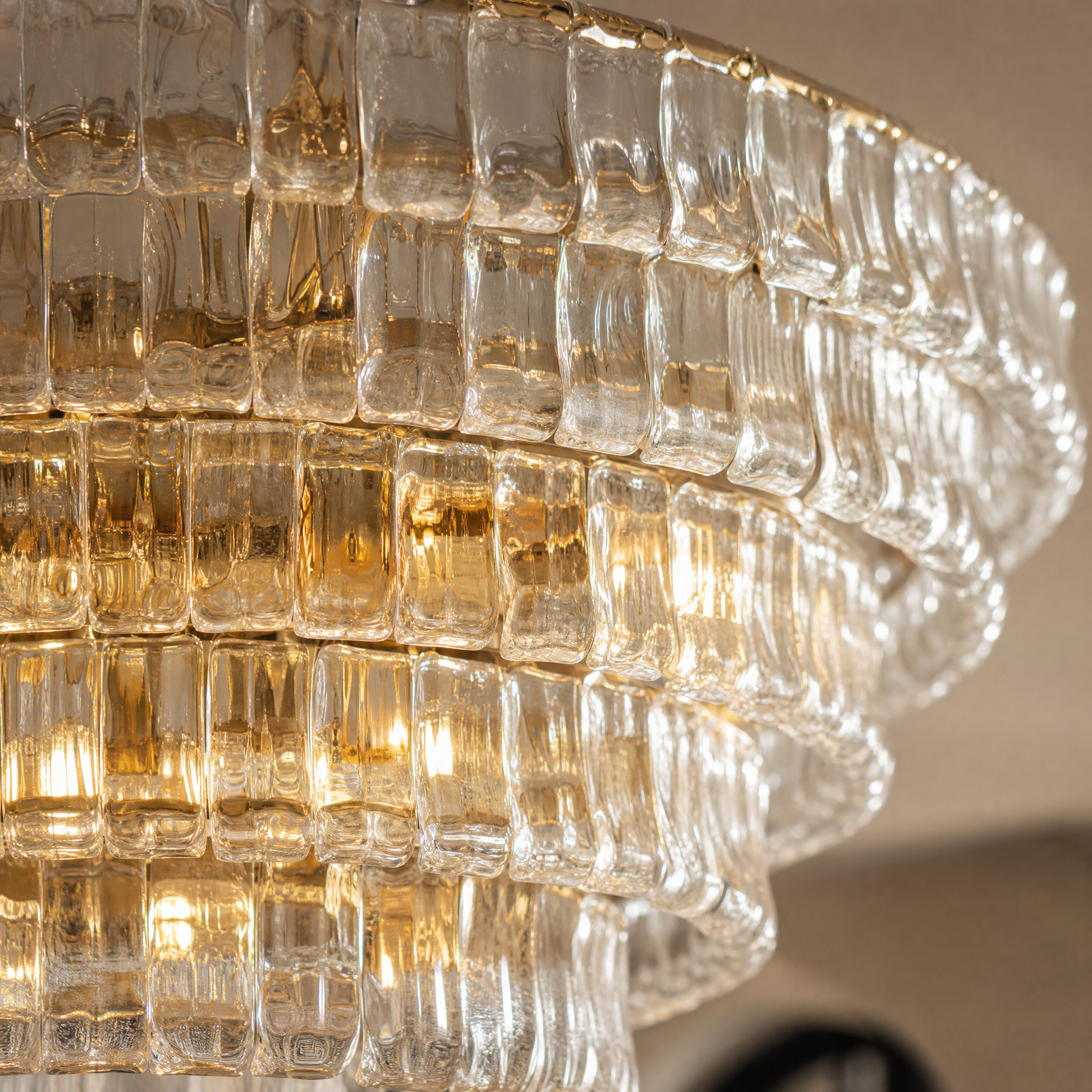 Tiered Glass Chandelier in a kitchen