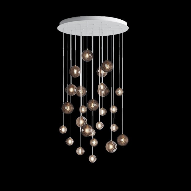 Cosmic Sphere Cascade Glass Chandelier