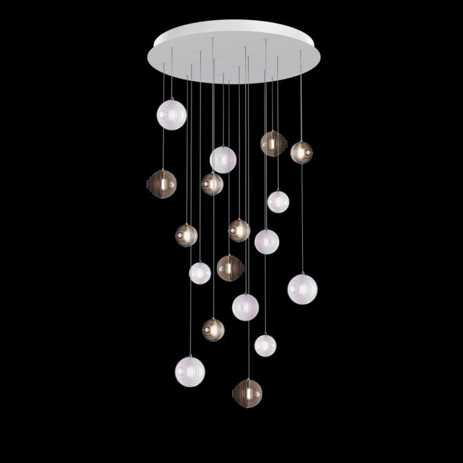 Cosmic Sphere Cascade Glass Chandelier