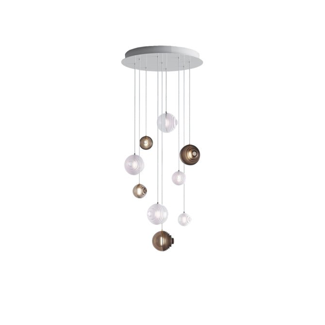 Cosmic Sphere Cascade Glass Chandelier