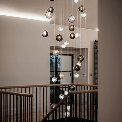 Cosmic Sphere Cascade Glass Chandelier