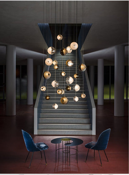 Cosmic Sphere Cascade Glass Chandelier