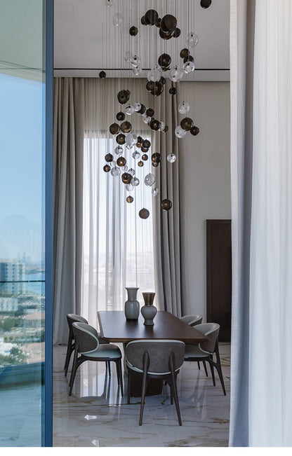 Cosmic Sphere Cascade Glass Chandelier