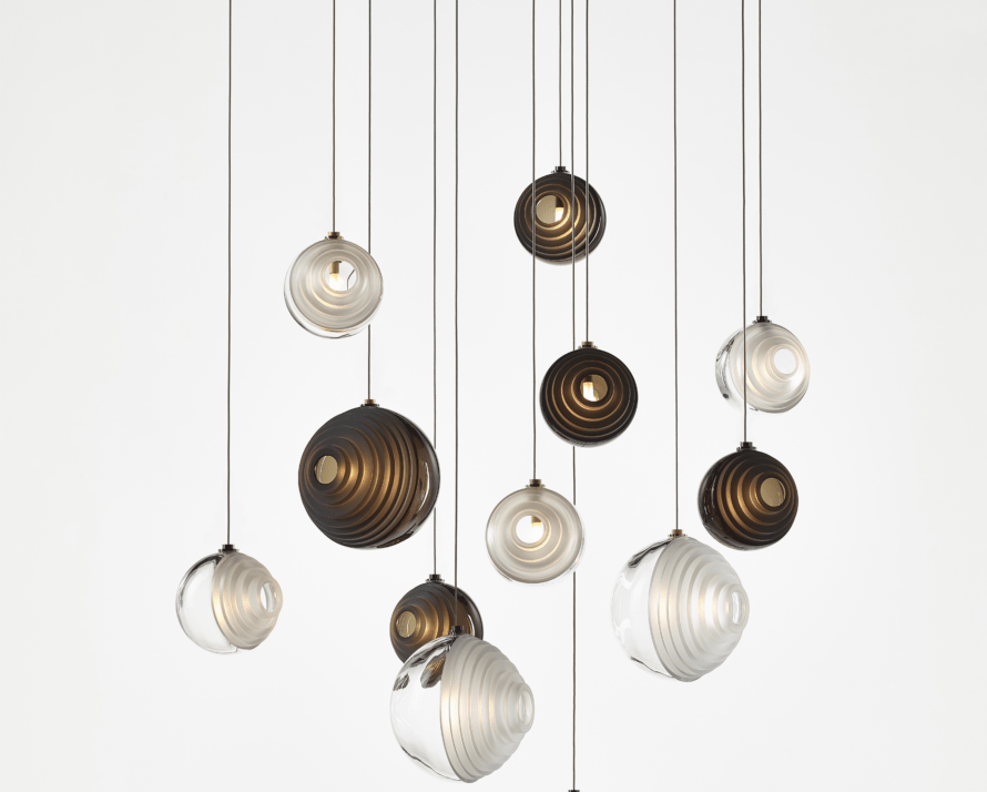Cosmic Sphere Cascade Glass Chandelier