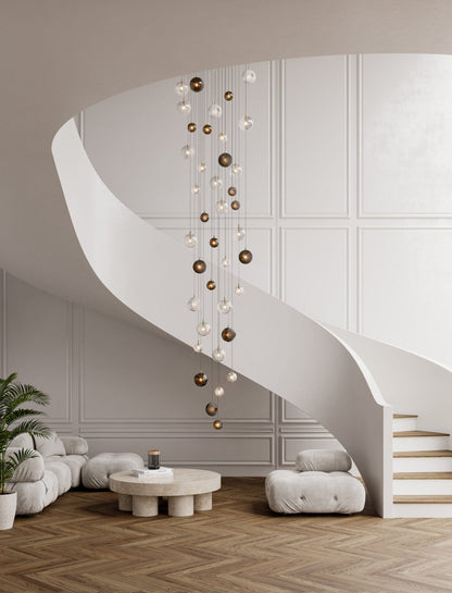 Cosmic Sphere Cascade Glass Chandelier