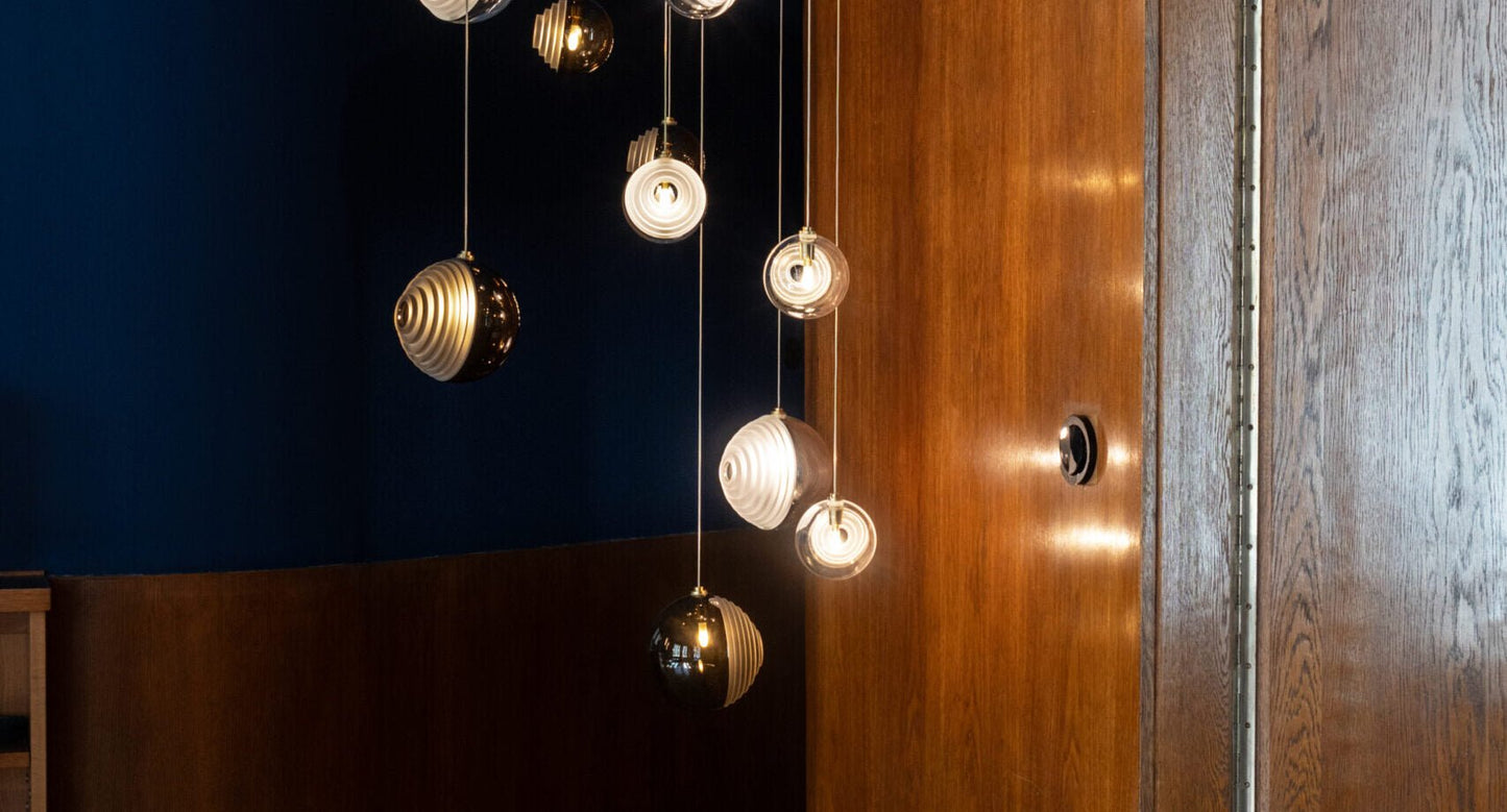 Cosmic Sphere Cascade Glass Chandelier