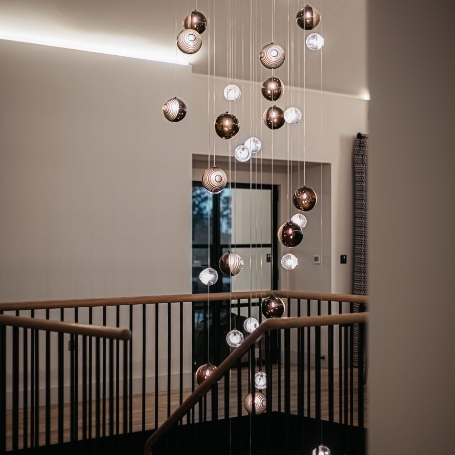 Cosmic Sphere Cascade Glass Chandelier