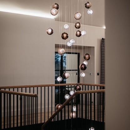 Cosmic Sphere Cascade Glass Chandelier