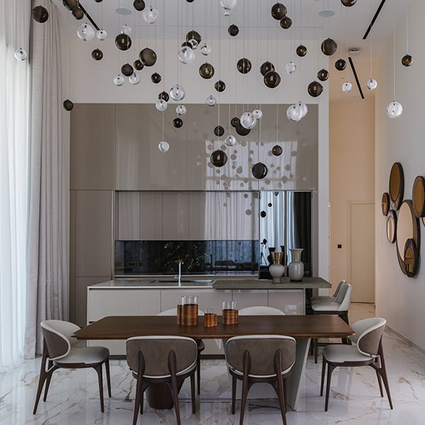 Cosmic Sphere Cascade Glass Chandelier
