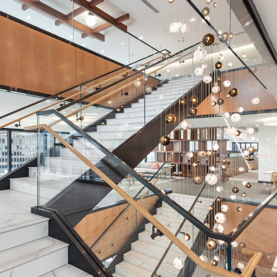 Cosmic Sphere Cascade Glass Chandelier