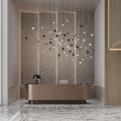 Cosmic Sphere Cascade Glass Chandelier