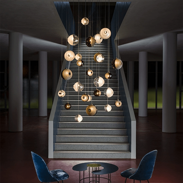 Cosmic Sphere Cascade Glass Chandelier