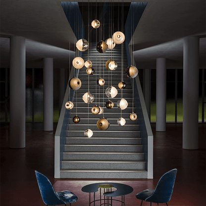 Cosmic Sphere Cascade Glass Chandelier