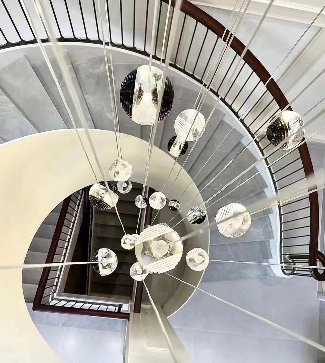 Cosmic Sphere Cascade Glass Chandelier