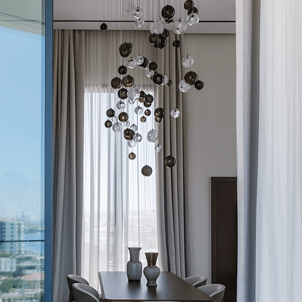 Cosmic Sphere Cascade Glass Chandelier