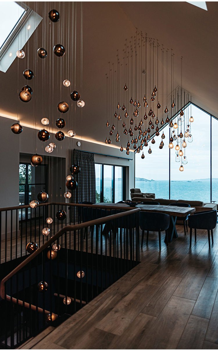 Cosmic Sphere Cascade Glass Chandelier