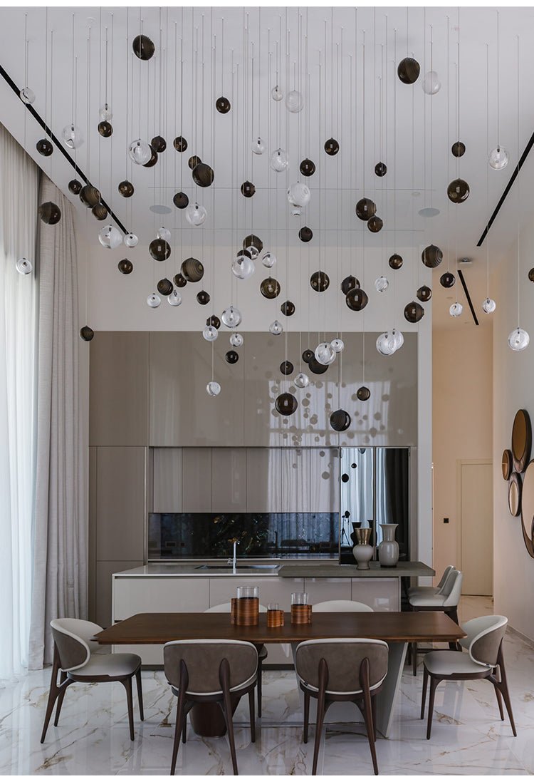 Cosmic Sphere Cascade Glass Chandelier