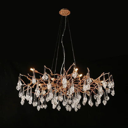 Creative Rose Crystal Brass Branch Chandelier