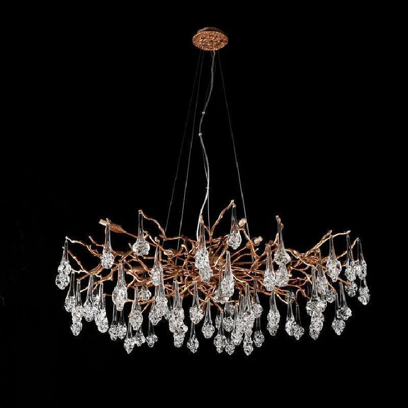 Creative Rose Crystal Brass Branch Chandelier