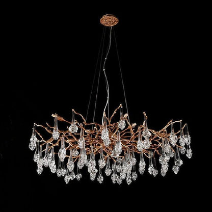 Creative Rose Crystal Brass Branch Chandelier