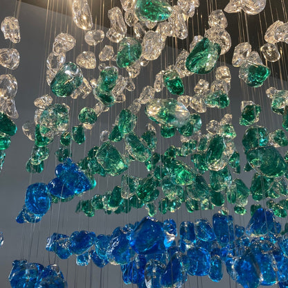 Crystal Stone Crystal Spiral Chandelier