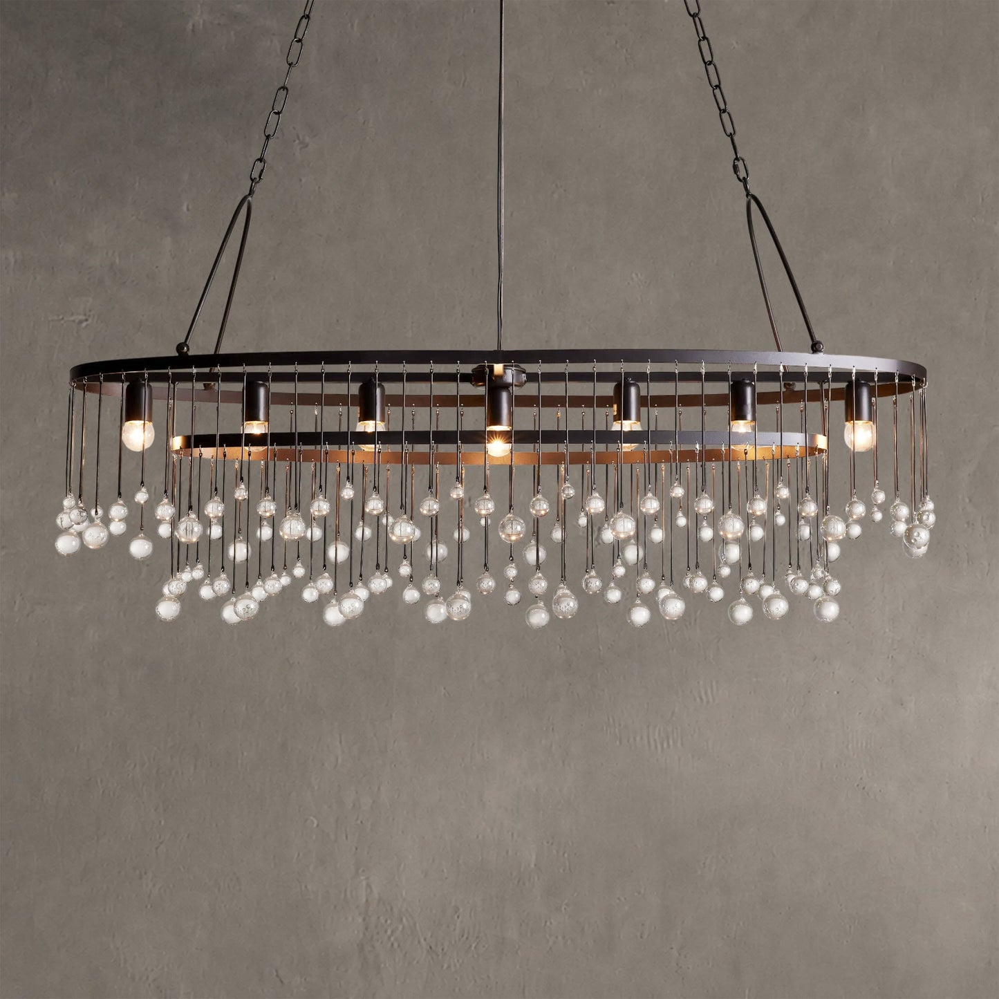 Aubrey Oval Crystal Ball 7 Light Chandelier