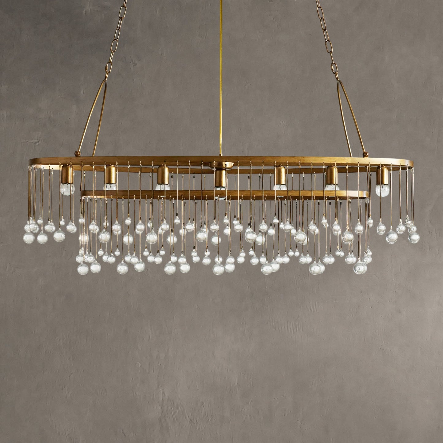 Aubrey Oval Crystal Ball 7 Light Chandelier