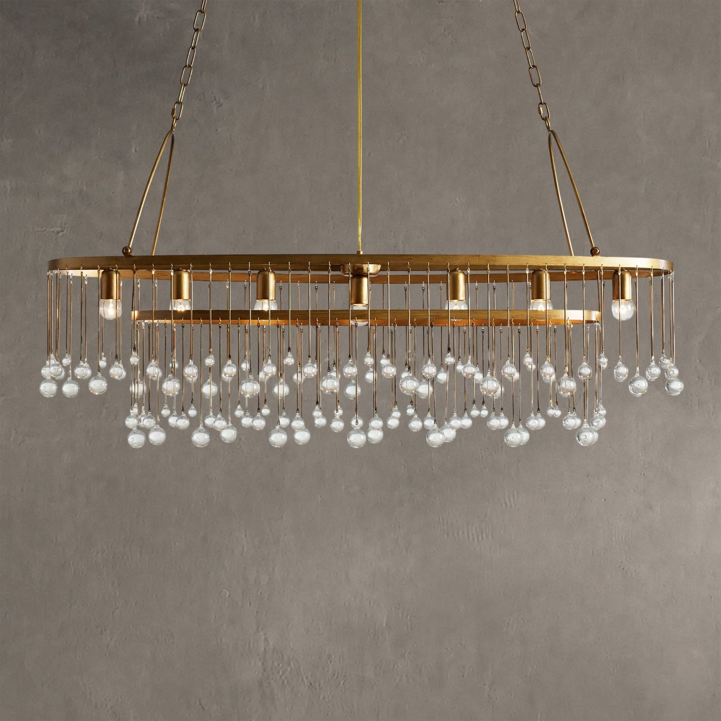 Aubrey Oval Crystal Ball 7 Light Chandelier