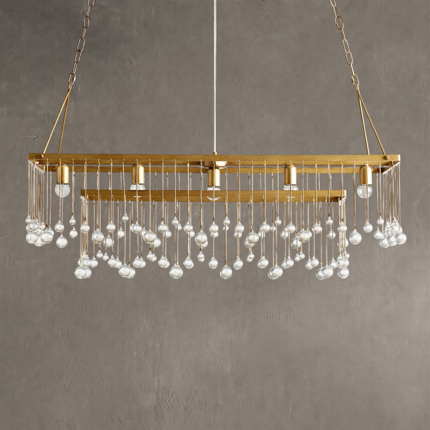 Aubrey Crystal Ball Rectangular Chandelier 47'' 60''