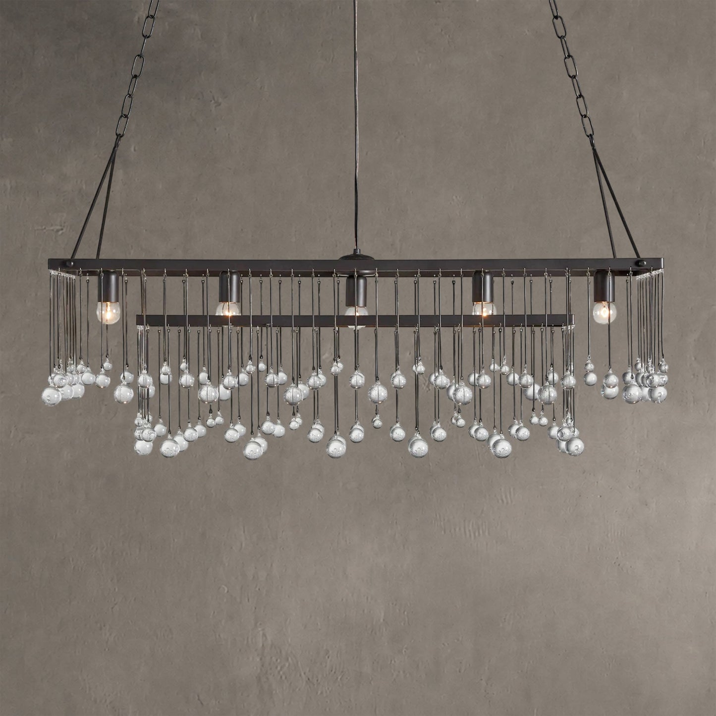Aubrey Crystal Ball Rectangular Chandelier 47'' 60''