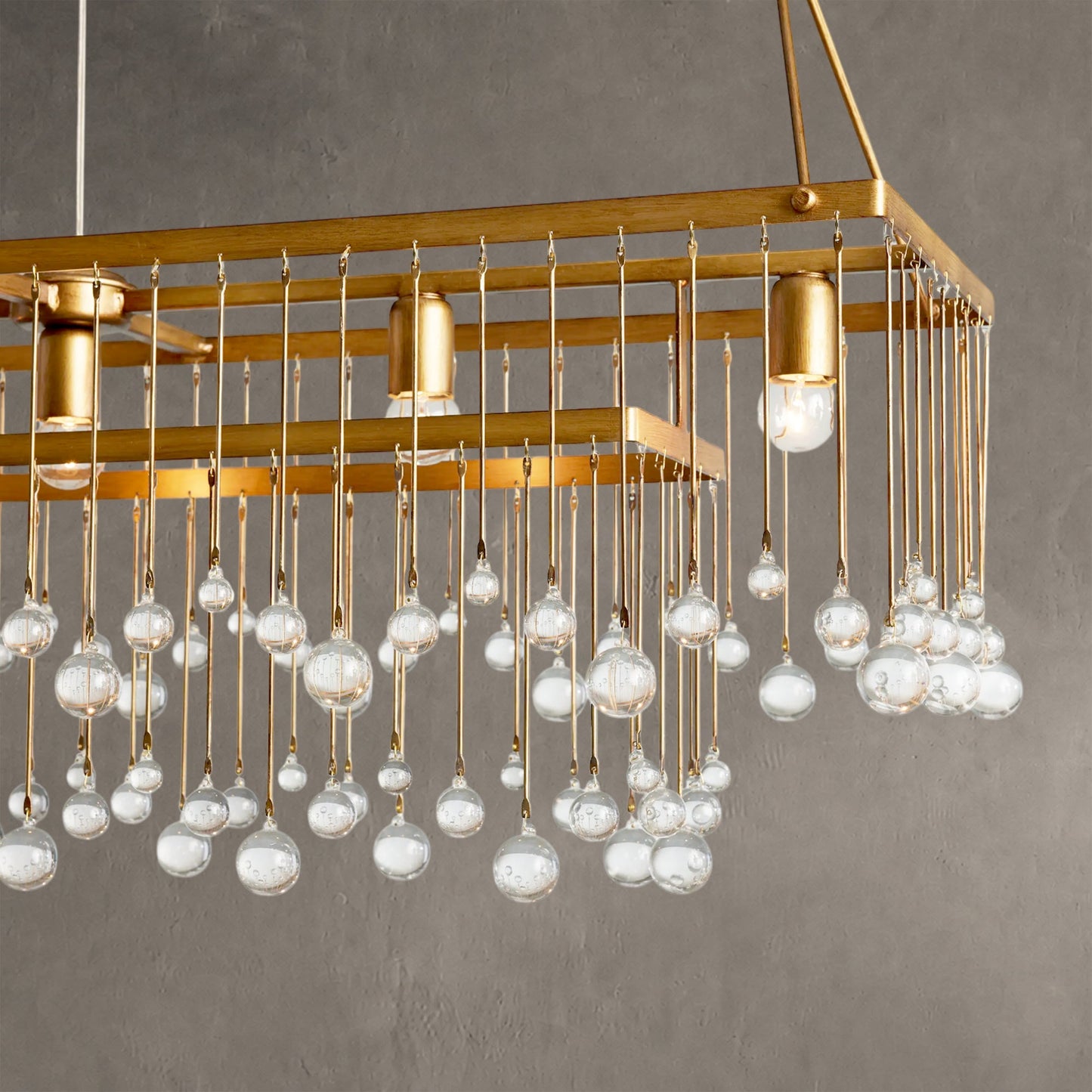 Aubrey Crystal Ball Rectangular Chandelier 47'' 60''