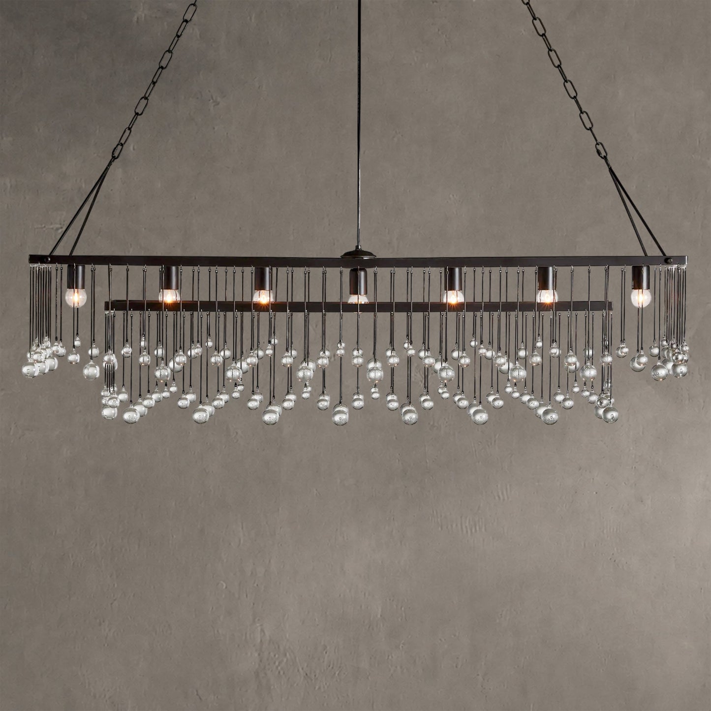 Aubrey Crystal Ball Rectangular Chandelier 47'' 60''