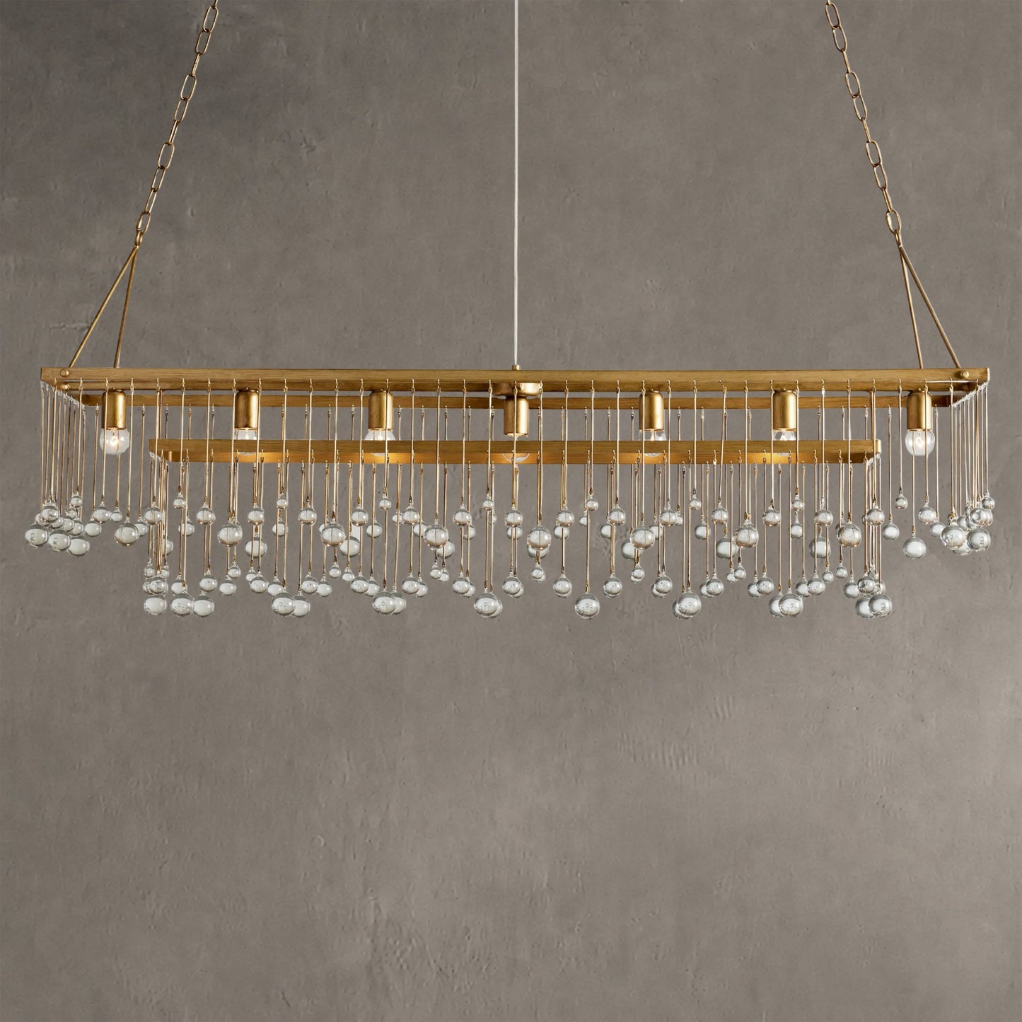 Aubrey Crystal Ball Rectangular Chandelier 47'' 60''