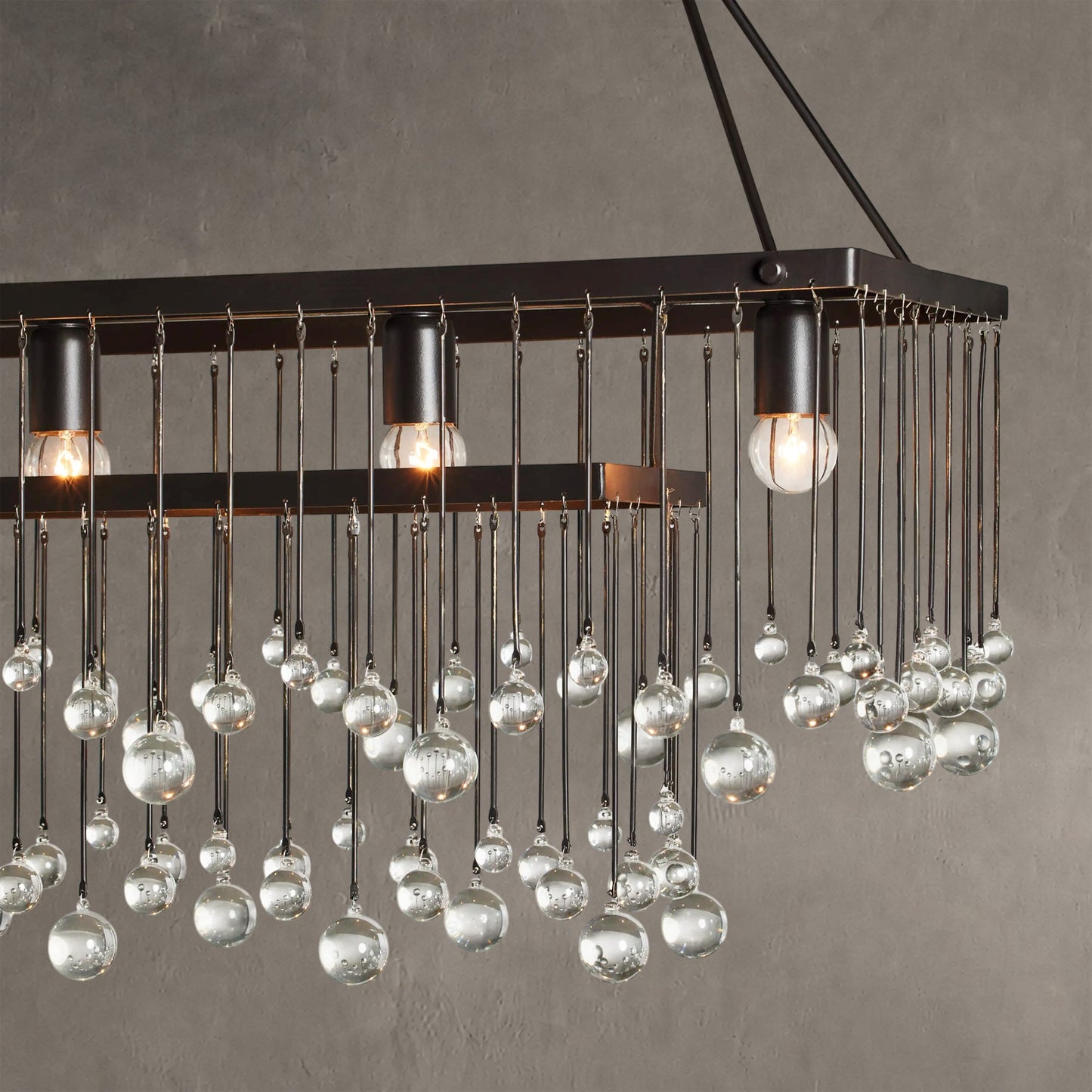 Aubrey Crystal Ball Rectangular Chandelier 47'' 60''