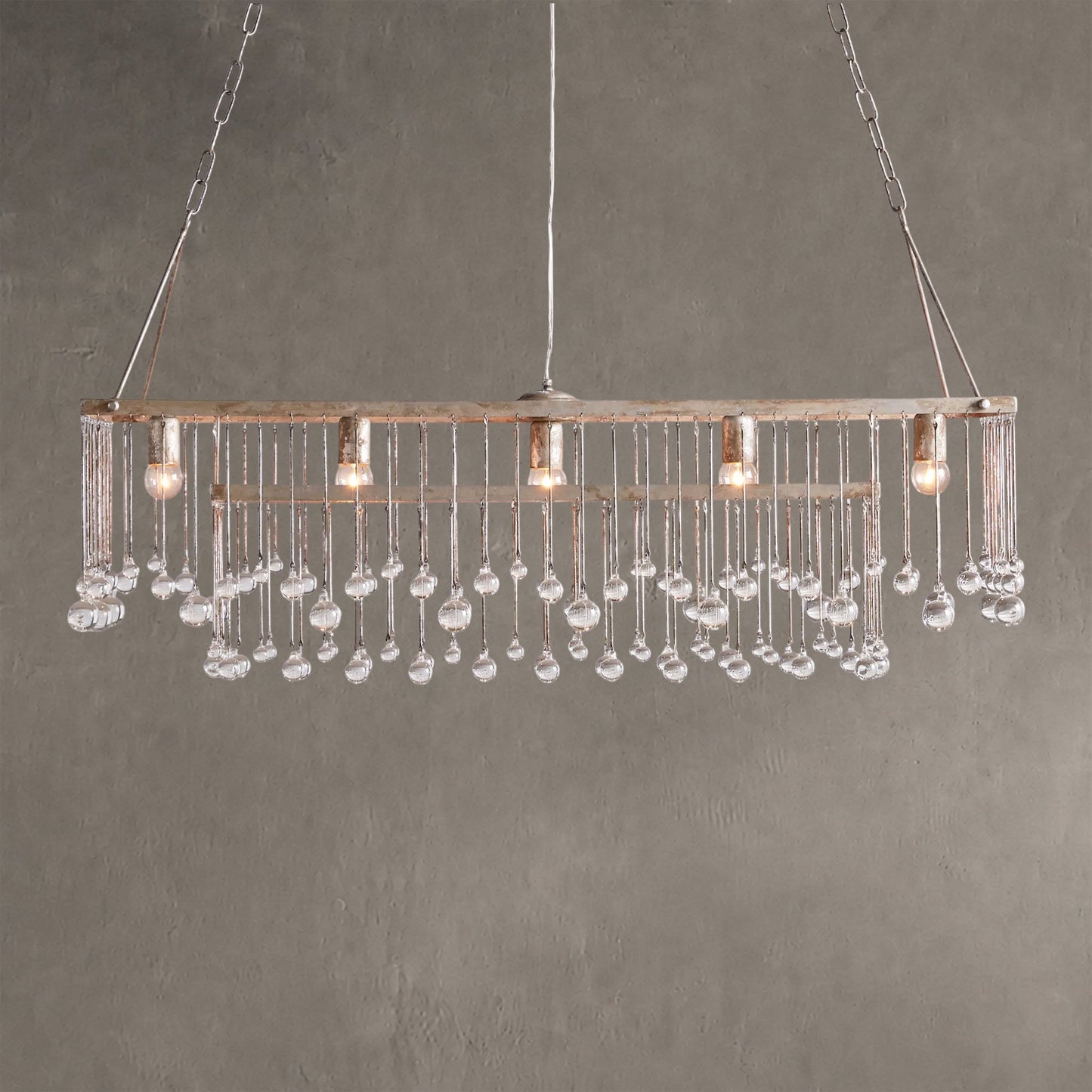 Aubrey Crystal Ball Rectangular Chandelier 47'' 60''