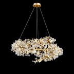 Brass Branch Chandelier with Crystal Leaf Accents Elegant Style for Living or Bedroom Decor