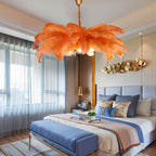 Elva Brass Palm Tree Feather Chandelier