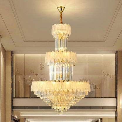 Extra Large Crystal Feather Style Chandelier Long Foyer Staircase Ceiling Lighting Fixture For Living Room