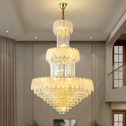 Extra Large Crystal Feather Style Chandelier Long Foyer Staircase Ceiling Lighting Fixture For Living Room