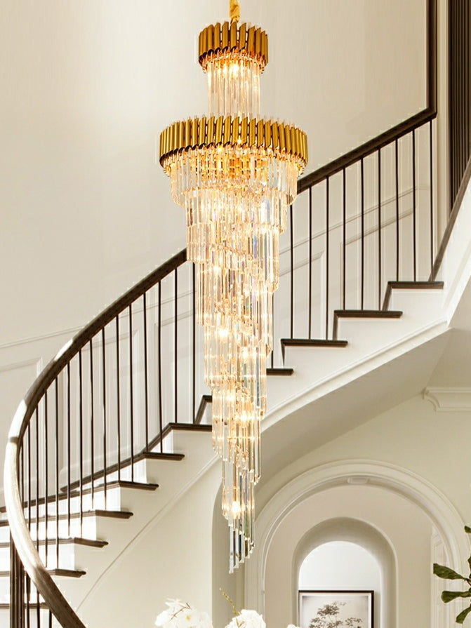 Spiral Crystal Chandelier For Foyer/ Staircase