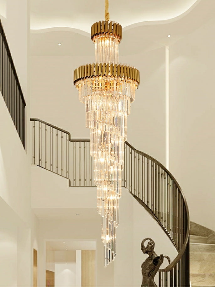 Spiral Crystal Chandelier For Foyer/ Staircase