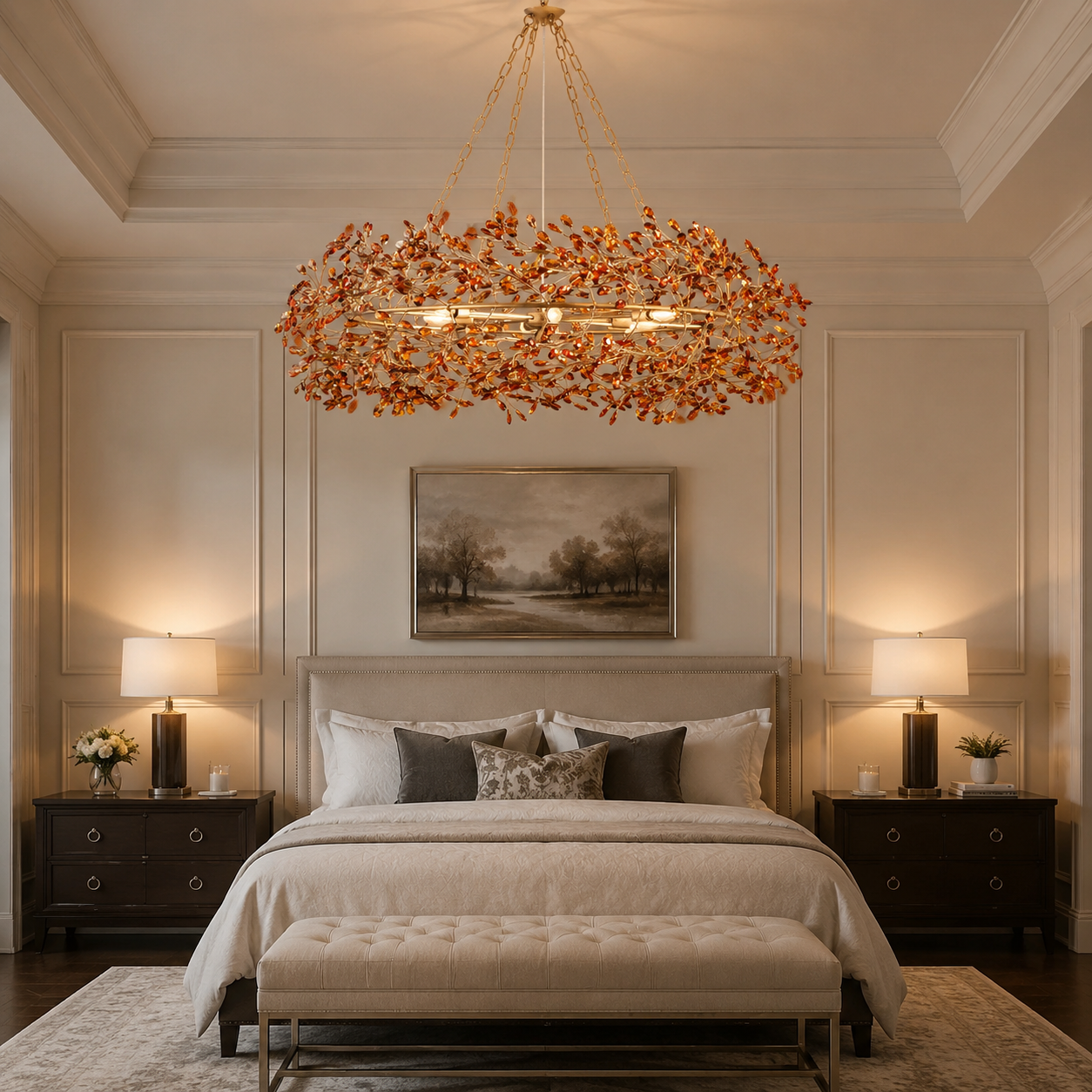Fiore Crown Chandelier with Amber Glass