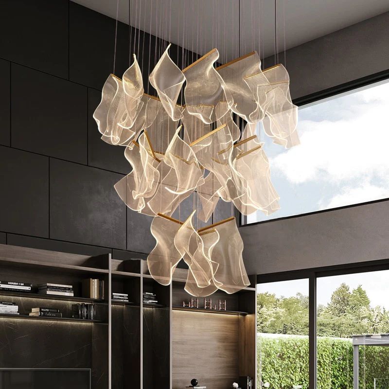 TLL Flame Round Chandelier For Staircase