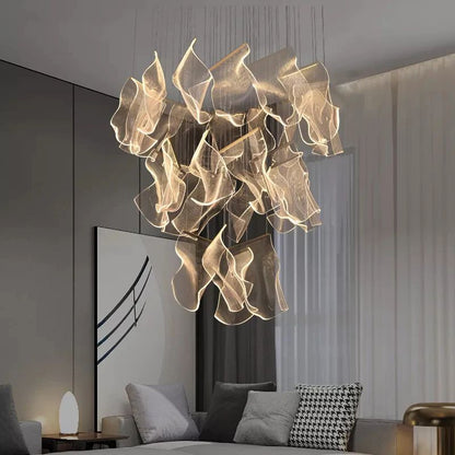 TLL Flame Round Chandelier For Staircase