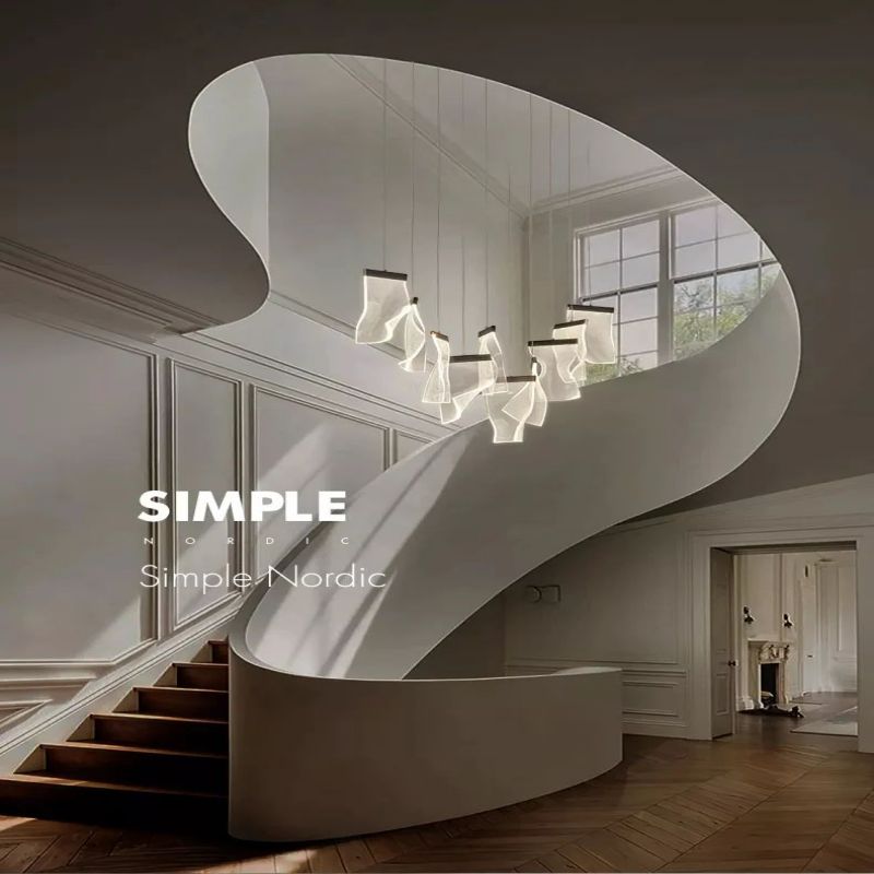 TLL Flame Round Chandelier For Staircase
