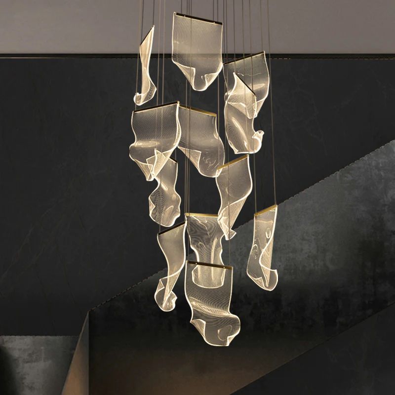 TLL Flame Round Chandelier For Staircase