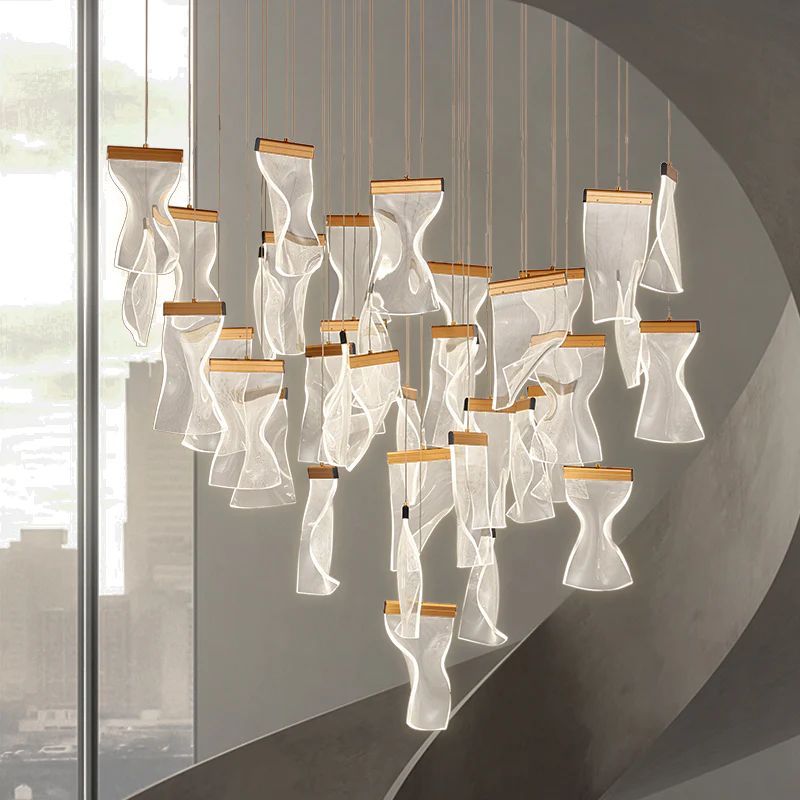TLL Flame Round Chandelier For Staircase