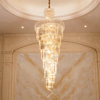 Tiered Foyer Staircase Spiral Crystal Chandelier