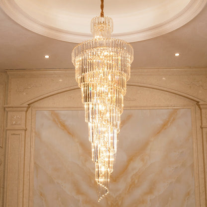 Tiered Foyer Staircase Spiral Crystal Chandelier