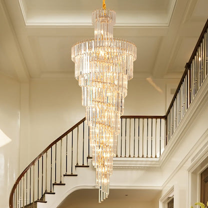 Tiered Foyer Staircase Spiral Crystal Chandelier